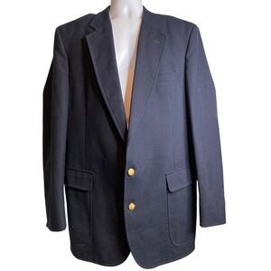 Vintage Brookcraft Men's Navy Blue Blazer‎ Size 44 Gold Buttons Preppy Nautical